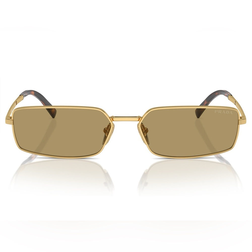 NEW PRADA SQUARE SUNGLASSES PRA60S 5AK70G GOLD SPR A60 5AK70G PRADA EYEWEAR - Picture 4 of 5